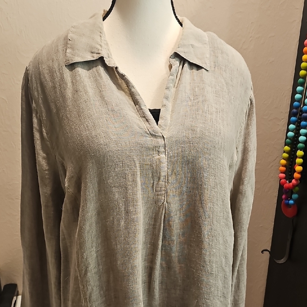 J. Jill Beige Linen Blouse